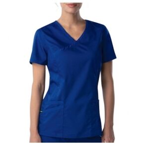 Landau V-Neck Medical Scrub Top in Galaxy Blue
